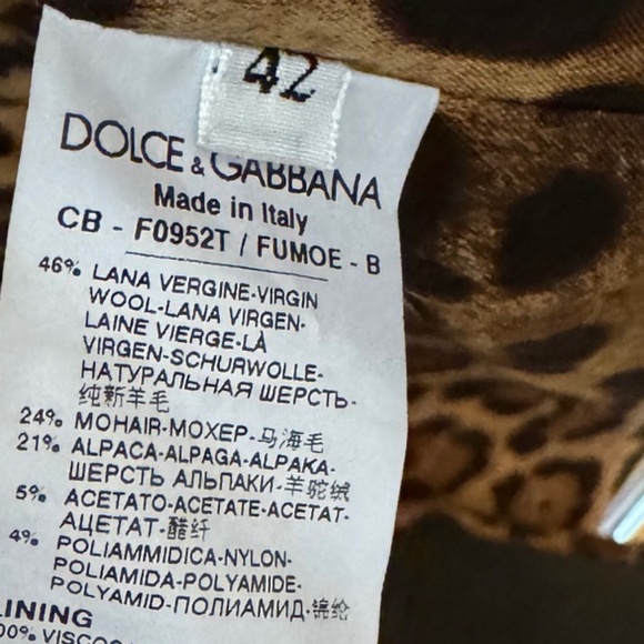 DOLCE & GABBANA - Black Wool/Mohair/Alpaca Coat with Leopard lining - Picture 15 of 16